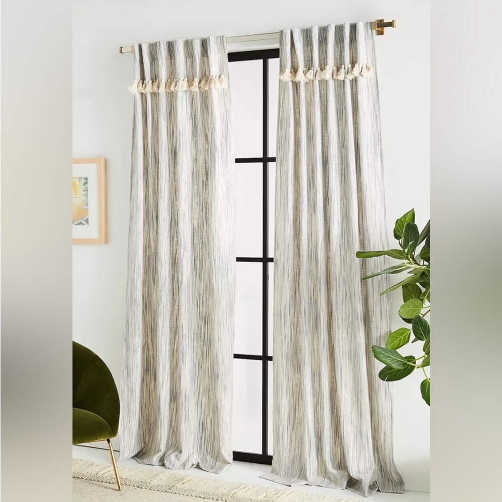 Elegant Cream and Gray Striped Curtains